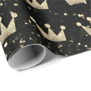 Papier Cadeau Faux scintillant de Champaigne d'or de noir de