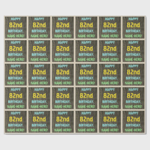 Papier Cadeau Faux Wood, Peint Texte Look, 82e anniversaire + No