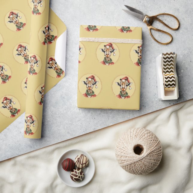 Papier Cadeau Favoris de Noël animal amusant - Giraffe 1 (Artisanat)
