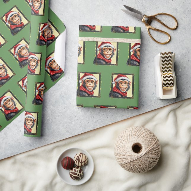 Papier Cadeau Favoris de Noël animal amusant - Singe 2 (Artisanat)