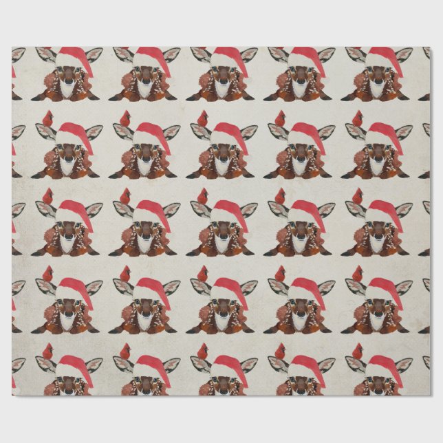 PAPIER CADEAU FAWN & CARDINAL CHRISTMAS (Plat)