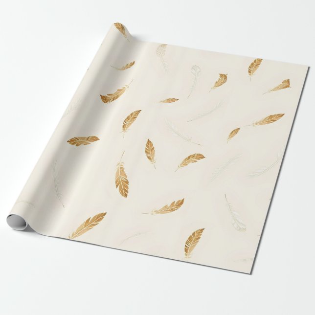 Papier Cadeau Feathers Luxury Modern Boho Collection (Déroulé)