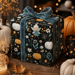 Papier Cadeau Fée de Halloween adorable et effrayante avec des c