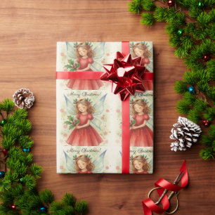 Papier Cadeau Fée de Noël Art à l'aquarelle