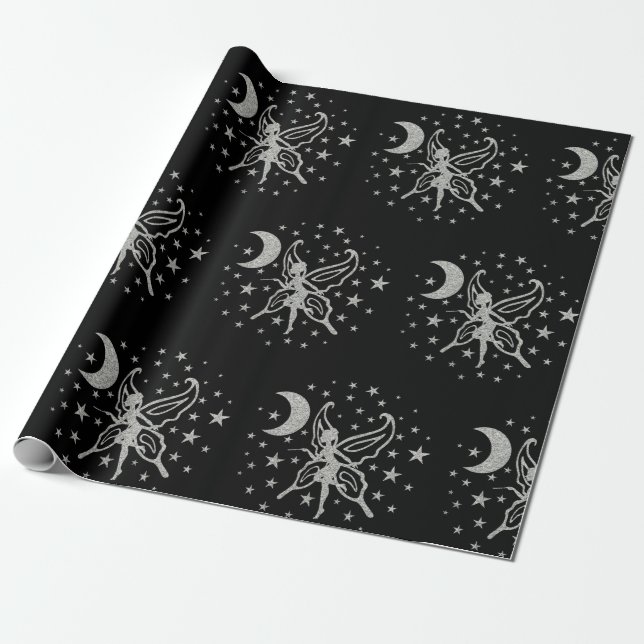 Papier Cadeau Fée noire et argent (Déroulé)