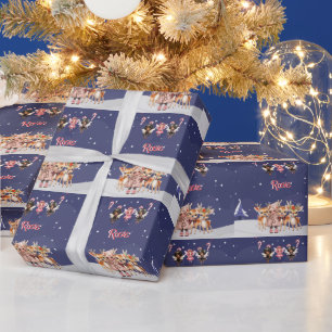 Papier Cadeau Fées de Sucre de canne de Noël pour filles de renn