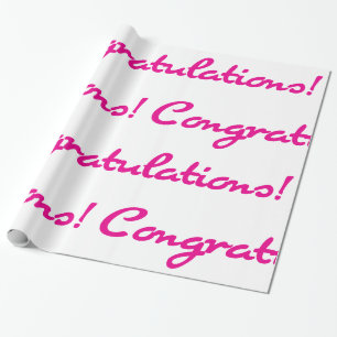 Papier Cadeau Félicitation ! Script Décontracté rose chaud