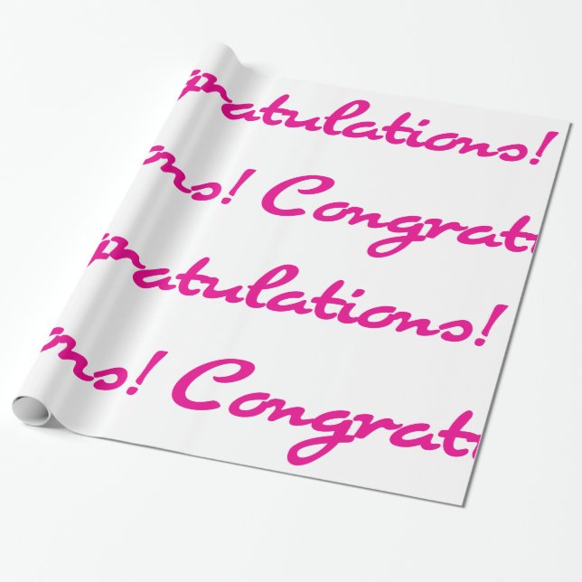 Papier Cadeau Félicitation ! Script Décontracté rose chaud (Déroulé)