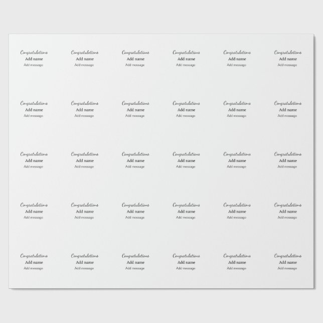 Papier Cadeau Félicitations ajouter un message de nom simple dip (Plat)