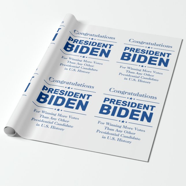 Papier Cadeau Félicitations au président Biden candidat le plus  (Déroulé)