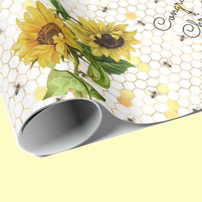 Papier Cadeau Félicitations au tournesol mariage - Ajouter des n (Créateur téléchargé)