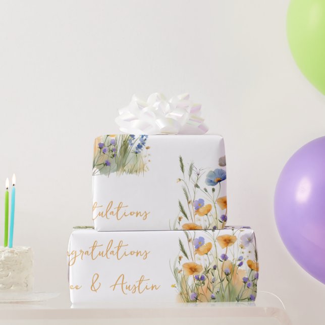 Papier Cadeau Félicitations aux Mariages/douches Fleur sauvage p (Cadeaux de fête)