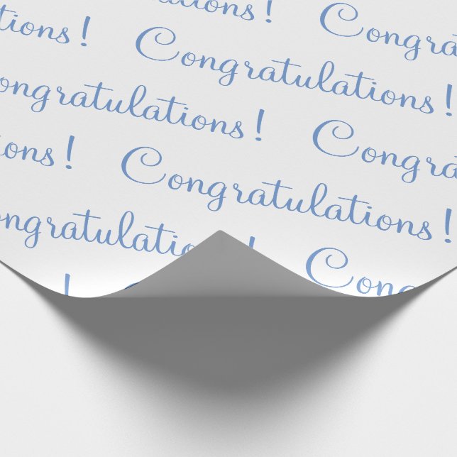 Papier Cadeau Félicitations Baby shower Mariage de script bleu (Coin)