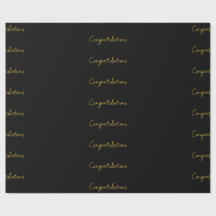 Papier Cadeau Félicitations Noir & Or