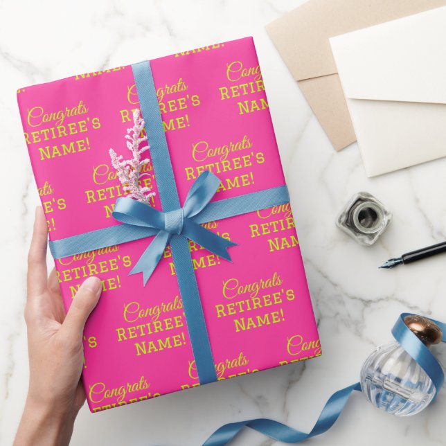 Papier Cadeau Félicitations Personnalisées Retraite ! Lime vert  (Cadeaux)