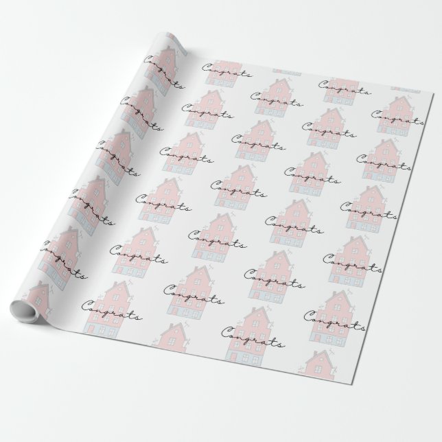 Papier Cadeau Félicitations Pour Votre Nouveau Papier D'Envelopp (Déroulé)