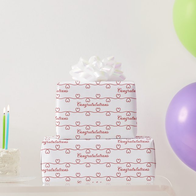 Papier Cadeau Félicitations Red Hearts (Cadeaux de fête)