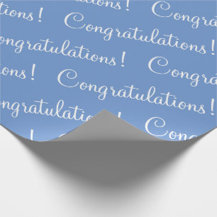 Papier Cadeau Félicitations White Script Blue Graduation