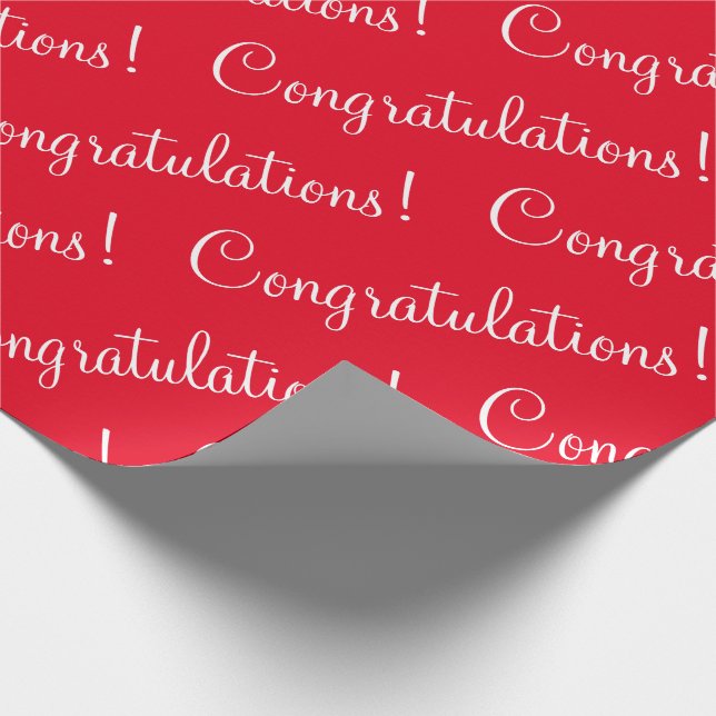 Papier Cadeau Félicitations White Script Red Graduation  (Coin)