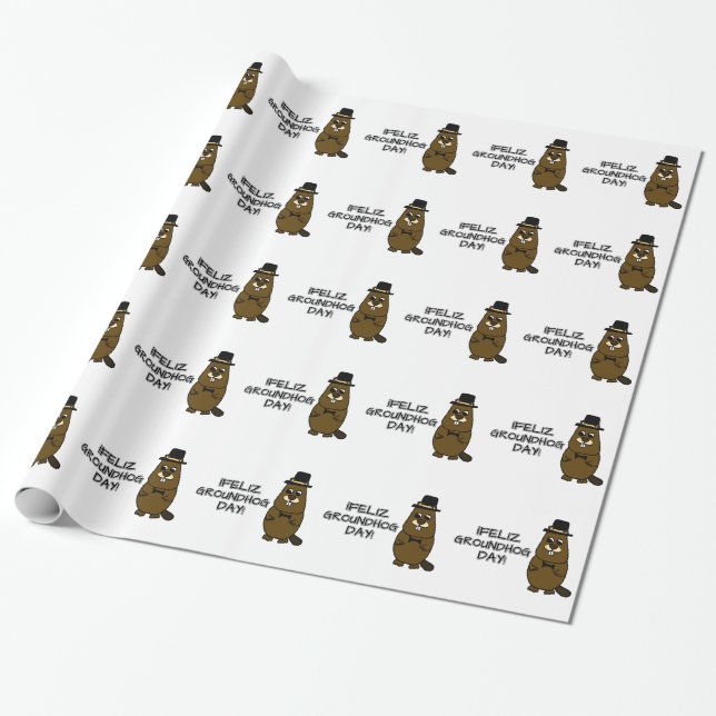 Papier Cadeau Feliz Jour de la Marmotte ! (Déroulé)