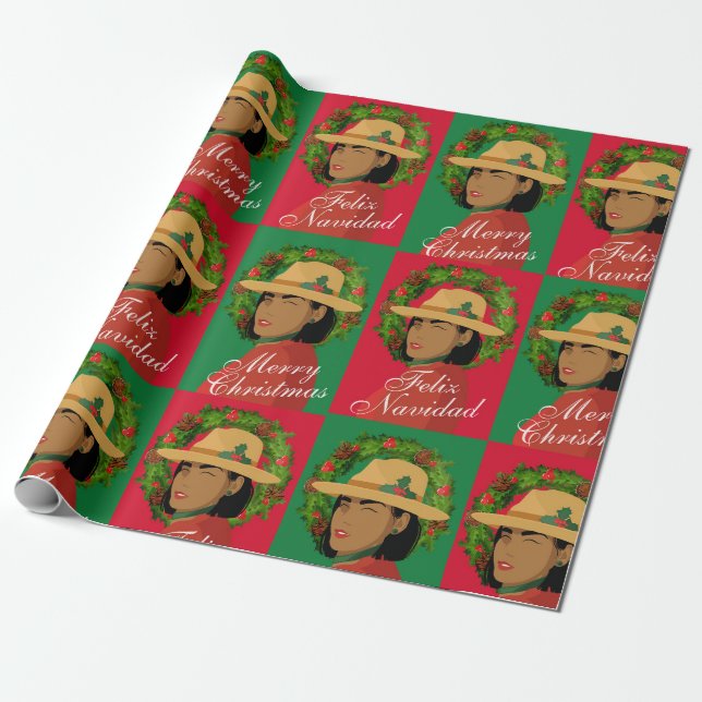Papier Cadeau Feliz Navidad Joyeux papier d'enveloppement de Noë (Déroulé)