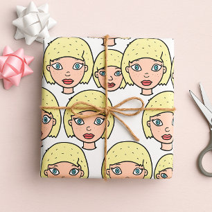 Papier Cadeau Femme aux cheveux jaunes