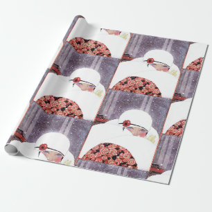 PAPIER CADEAU FEMME DANS LA NEIGE, MODE DE BEAUTÉ HIVER
