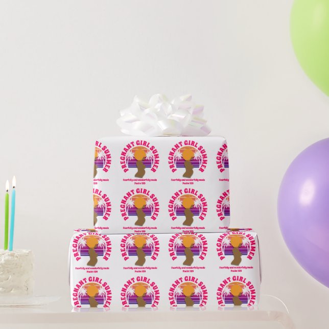 Papier Cadeau FEMME ENCEINTE ÉTÉ Personnalisé Christian Maman à  (Cadeaux de fête)
