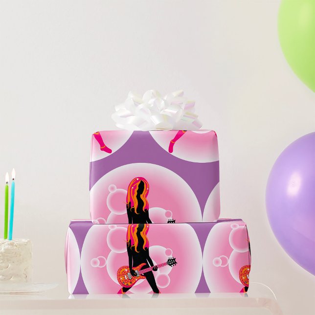 Papier Cadeau Femme Jouant de la guitare (Créateur téléchargé)
