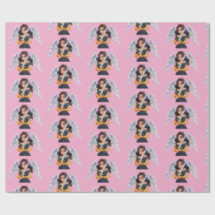 Papier Cadeau Femme mignonne d'Ange avec des ailes ouvertes et u