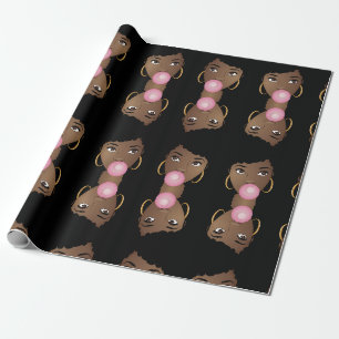Papier Cadeau Femme noire, Bubblegum rose