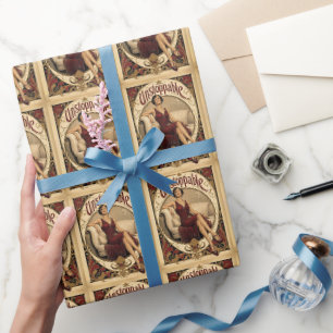 Papier Cadeau Femme Posée Irrésistible dans le Style Art Nouveau