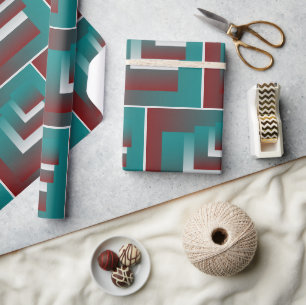 Papier Cadeau Fenêtres en blanc bordeaux turquoise