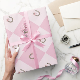 Papier Cadeau Fer à cheval de cowgirl coquette chanceux