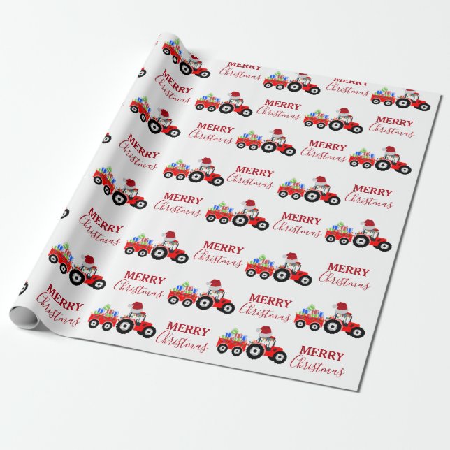 Papier Cadeau Ferme de camions Red Christmas Truck (Déroulé)
