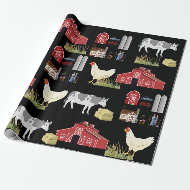 Papier Cadeau Ferme de campagne (Déroulé)