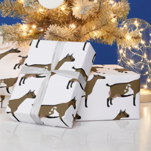 Papier Cadeau Ferme de chèvre laitière naine nigériane en blanc