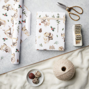 Papier Cadeau Ferme de Renne Maison de Noël Ferme d'Arbres de No