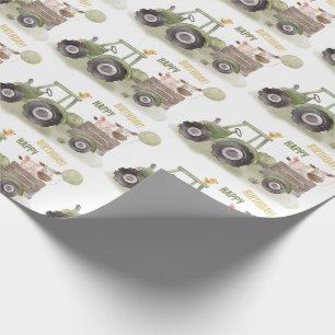 Papier Cadeau Ferme de tracteur aquarelle 1er anniversaire