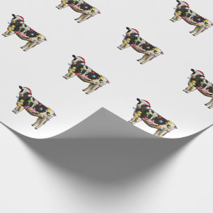 Papier Cadeau Ferme de vaches de Noël Amoureux Santa Cute Vacanc