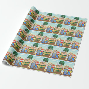 Papier Cadeau Ferme de vieux MacDonald personnalisée