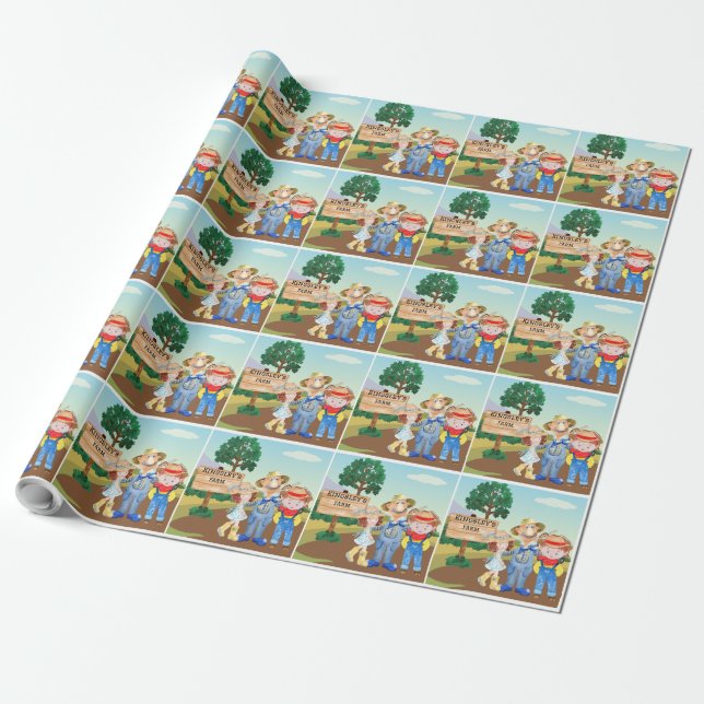 Papier Cadeau Ferme de vieux MacDonald personnalisée (Déroulé)