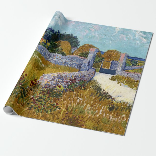 Papier Cadeau Ferme en Provence (1888) par Vincent Van Gogh (Déroulé)