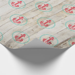 Papier Cadeau Ferme Rustique Ancre nautique Plage tropicale