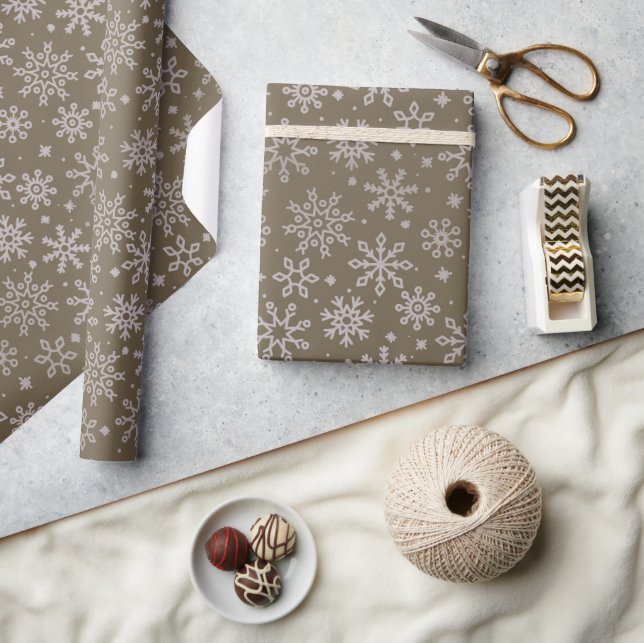 Papier Cadeau Ferme rustique Faisceau Brown de neige (Artisanat)
