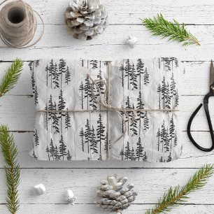 Papier Cadeau Ferme Rustique moderne de pins