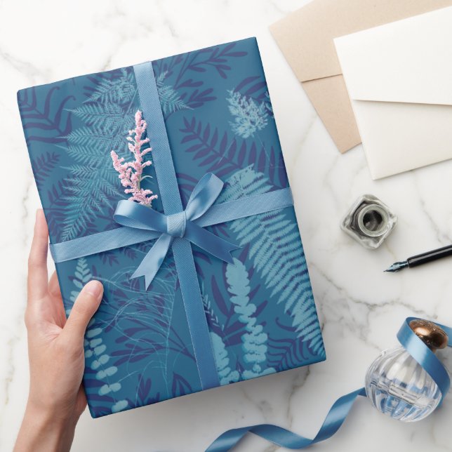 Papier Cadeau Ferns in Blue Wrapping Paper  (Cadeaux)