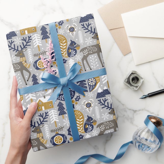 Papier Cadeau Festif Animaux des bois Scandi Noël (Cadeaux)