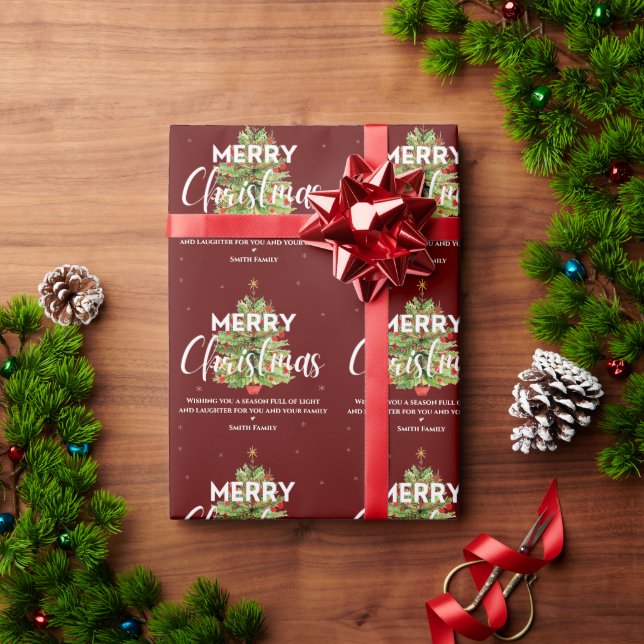 Papier Cadeau Festif de luxe Bourgogne vacances Joyeux Noël (Cadeau de vacances)