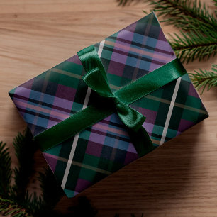 Papier Cadeau Festif élégant violet foncé et vert Motif plat